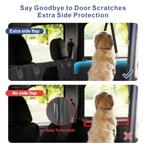 Dog Car Seat Cover for Back Seat - Back Seat Extender for Dogs with Hard Bottom, Supports 400 lbs, Thick Sponge, Waterproof, Hammock Backseat Protector for Pet, Car, Truck, SUV, Black