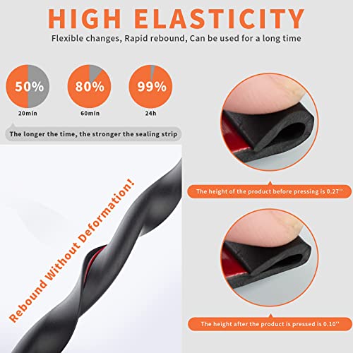 26 Feet Rubber Edge Trim Weather Stripping, BISOTHAI Self-Adhesive Rubber U Channel Edge Trim for Car Doors, Hatches, and Glass, Steel Plates, Easy Cut to Size(Black) - size: 26Ft