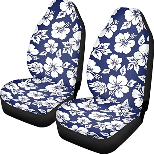 Dreaweet Hawaiian Seat Covers for Cars Blue Hibiscus Flower Print Car Seat Covers Floral Auto Front Seats Protector Fits for Car,SUV Sedan,Truck - color: Blue Hibiscus Flowers