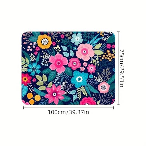 Universal Car Trunk Mat 29" x 39", Pink-Blue Flowers All Weather Trunk Protection Cargo Liner, Durable Cargo Mat Rear Trunk Liner, Stylish Vehicle Interior Accessories Suitable for Most Car Models - color: Pink-Blue Flowers