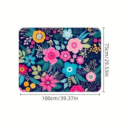 Universal Car Trunk Mat 29" x 39", Pink-Blue Flowers All Weather Trunk Protection Cargo Liner, Durable Cargo Mat Rear Trunk Liner, Stylish Vehicle Interior Accessories Suitable for Most Car Models - color: Pink-Blue Flowers