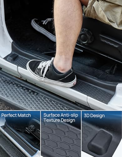 JOYTUTUS Door Sill Guards Compatible with Gladiator JT Wrangler JL 4 Doors, Black Door Sill Protectors Entry Guards 4 Door Gladiator Accessories, Entry Scuff Plate Cover (4Pcs Set)