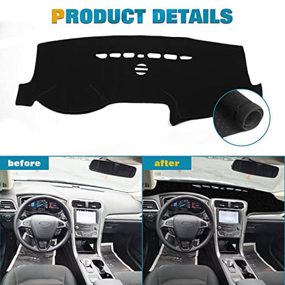 x xotic tech Center Console Dashboard Mat Pre-Cut Non-Slip Sunshield Sun Glare Protector Dash Carpet Pad Black Cover Compatible with Ford Fusion 2013 2014 2015 2016 2017 2018 2019 2020 - color: Compatible with Fusion 2013-2020
