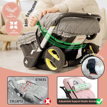 ACRABROS Car Seat Cover Baby: Winter Infant Carseat Canopy for Boy Girl Newborn, Zipper Peeping Window, Warm Cozy Cold Weather Waterproof Fitted, Pink - color: Pink