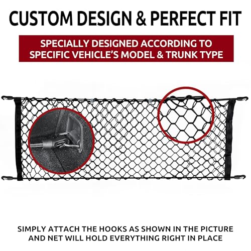 Back Seat Style Automotive Elastic Trunk Mesh Cargo Net for Volvo XC60 2017-2025 - Premium Trunk Organizer and Storage - Luggage Net for Crossover- Best Car Organizer for Volvo XC 60