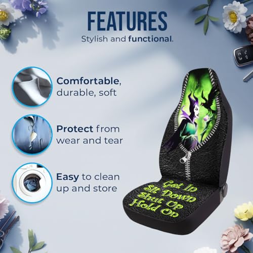 GENANY Evil Queen Car Seat Covers Set of 2, Breathable Front Seat Covers for Truck Sedan SUV, Movie Themed Car Accessories, Witchy Gift for Women Men - color: Evil Queen