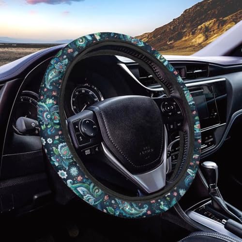 Boho Car Steering Wheel Cover for Women Breathable 15 Inches Steering Wheel Covers Flower Universal Car Interior Accessories for SUV Vehicle Sedan Truck - color: Boho Flower Print