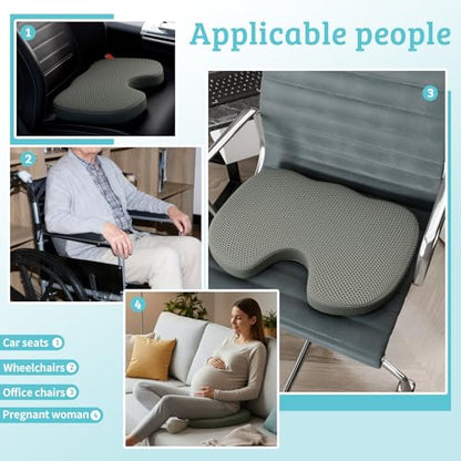 U-Shaped TPU Seat Cushion – Breathable, Easy-Wash & Durable for Long Sitting, Office Chair, Wheelchair & Car Use Pressure Relief Pad with Hole for Tailbone Donut（Grey） - color: U-shaped Gray