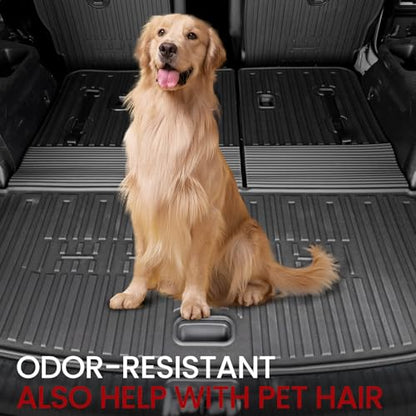 Floor Mats Cargo Mat with Backrest Mats for 2020-2025 Kia Telluride 7/8 Passenger Car Mats Accessories, All Weather TPE Protectors Cargo Liner Seat Back Covers(Floor Mats+2-in-1 Cargo Mat)