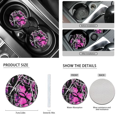 FKELYI Purple Camo Car Seat Covers Full Set with Hand Wristlet Keychain Holder,Camouflage Cup Coasters,Auto Gear Shift Cover,Handbrake Cover,Headrest Covers,Universal Fit Most Vehicle SUV Truck Van