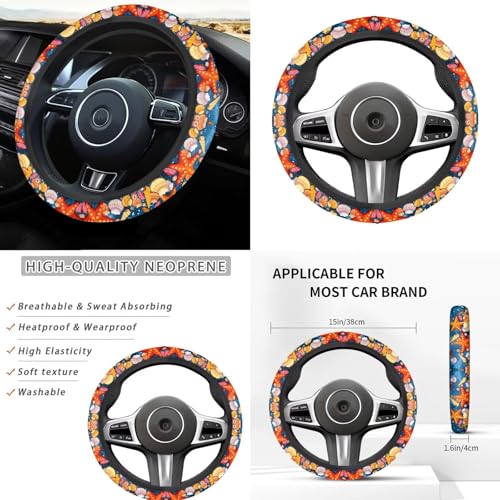 Beach Starfish 12 Pack Car Seat Covers Full Set Steering Wheel Covers Set Handbrake Gear Cover Car Accessories Set for Cars Seat Covers Fit for Truck Vans Suvs - color: Beach Starfish