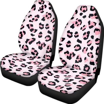 Pink Leopard Print Car Seat Covers for Women Men, Thin Automobile Front Seat Cushion Car Interior Protection for SUV Truck Van Chairs - color: Pink Leopard