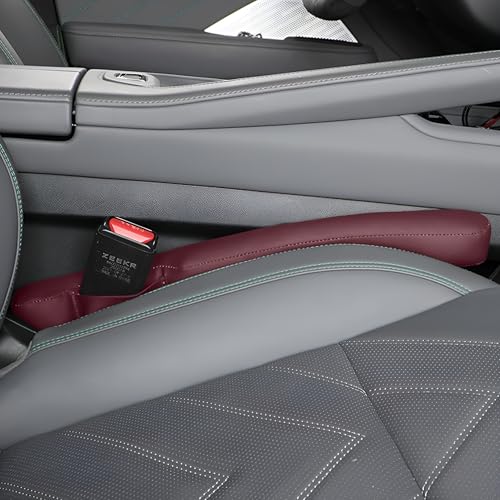 2PCS Car Seat Gap Filler, Soft Foam Automotive Organizer to Fill The Gap Between Seats Console Stop Things from Dropping, Vehicle Seat Side Gap Stopper, Universal for Truck SUV (Wine Red) - color: Wine Red