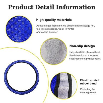 Kewucn Car Elastic Stretch Steering Wheel Cover, Soft Microfiber Breathable Ice Silk, Universal 15 Inch Anti-Slip Auto Steering Wheel Protector, Fit Car, SUV, Van, Sedan, Truck (Blue) - size: Blue