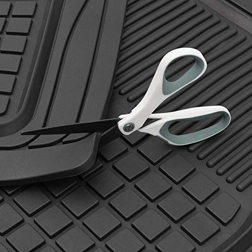 Motor Trend 3-Piece FlexGrid Rubber Floor Mats Pre-Trimmed for Honda CR-V Toyota RAV4 Ford Escape, Trim-to-Fit Heavy Duty Weatherproof Waterproof Square Grid Deep Dish Ridges Protection Front Rear