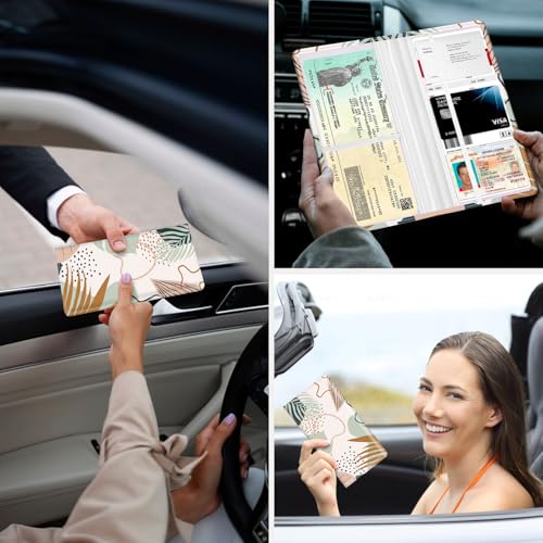 Car Registration and Insurance Holder，Colour Patterns Men Women Car License Document Registration and Insurance Card Holder - color: Abstract Flora