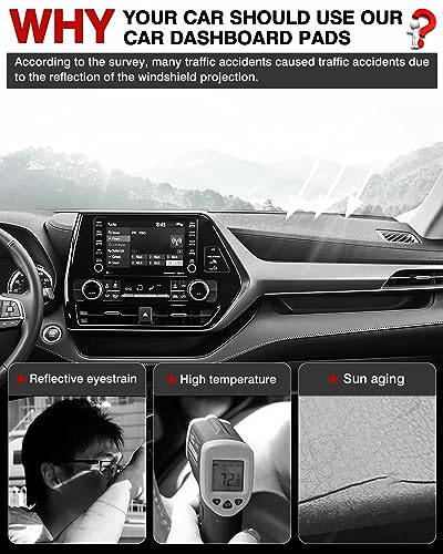 Autorder Dashboard Cover Mat for Toyota Highlander 2020 2021 2022 2023 2024 2025 2026 Accessories Dash Cover Flannel Dash Mat Sunshade Glare UV Rays Protector(Compatible with or Without Display) - size: 2020-2026 Toyota Highlander