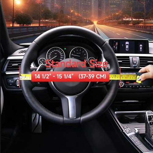 Black Steering Wheel Cover，with Bling Crystal Rhinestone, Delicate and Anti-Slip Sparkly Sedan Steering Wheel Cover ，Adaptable to 14.5-15 inches Steering Wheel, LPFS1