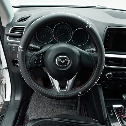 Getaway Car Leather Steering Wheel Cover - 15-inch Universal Microfiber- Soft & Breathable & Silicone Anti Slip Auto Steering Wheel Wrap for Women - color: getaway car