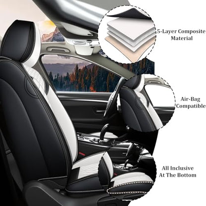 Car Seat Covers Full Set for KIA Sportage 2002-2026, Waterproof Nappa Leather Car Seat Cover, Full Coverage Car Seat Covers Sets(5 Seats/Black White)