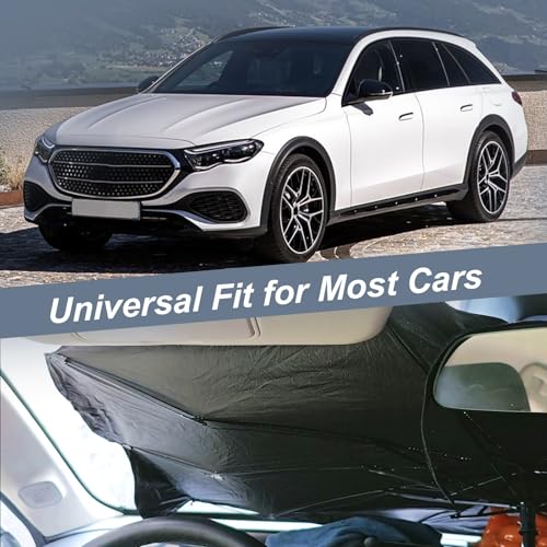 2026 Windshield Sun Shade Umbrella, Ultraviolet Protective Film and Heat Insulation Film, Emergency Rain Shield & Dashboard Protector, for Auto Windshield Covers Trucks Cars (59 in) - size: 150cm