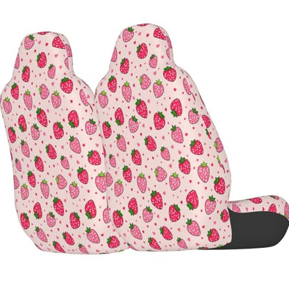Dujiea Pink Strawberry 2 Pcs Universal Auto Seat Covers Front Seats Only, Vehicle Bucket Seat Protectors Fit for Most Car SUV Sedan and Truck - color: Strawberry