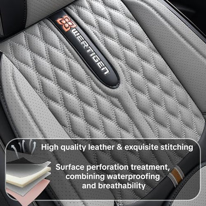 Universal Car Seat Cover, Gray Car Seat Cover, Artificial Leather, Waterproof and Easy to Clean, 360° Coverage for 5 Seats, Protects and Beautifies the Interior, Fits Most Cars - color: B_Gray & Black