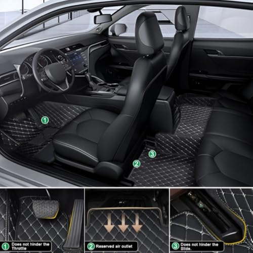 Add Personal Touch to Your Vehicle with IMEISH Customizable Logo Text Car Mats for 99% of vehiclesPads Protection Non-Slip Leather Floor Liners (Light Brown) - color: Light brown