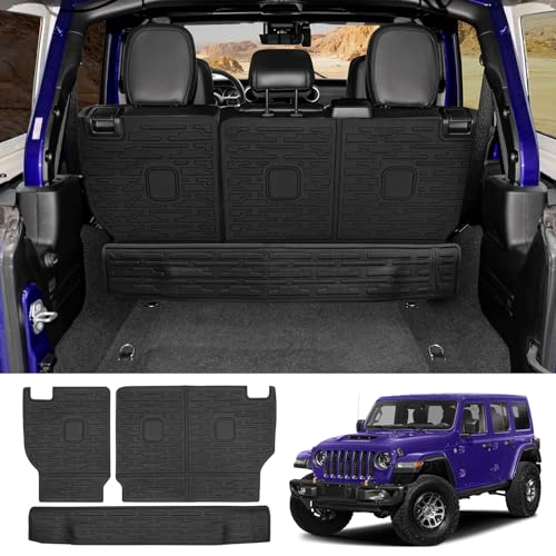 Seat Back Cover Compatible with 2021-2025 Jeep Wrangler JL 4 Door 4XE, All-Weather Protection Cargo Liner Rear Trunk Liner for 2024 Jeep Wrangler JL Accessories - color: Seat Back Cover, size: For 21-25 JLU 4XE