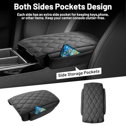 Autorder Center Console Cover for 2016-2021 Hyundai Tucson Accessories Leather Armrest Cushion Cover with Storage Pockets Anti-Scratch Armrest Pad for Cat Dog Pet - size: 2016-2021 Hyundai Tucson