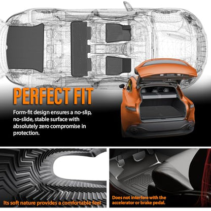 G-PLUS Model 3 Floor Mats Cargo Liner Compatible with 2017-2023 Tesla Model 3 2017 2018 2019 2020 2021 2022 2023 Floor Liners TPE All Weather Custom Fit Full Cover Protection Car Floor Mats Black 4pcs - size: 2017-2023|Fit Tesla Model 3|4PCS