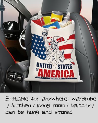Car Trash Can, Seat Back Hanging Car Trash Bag, Cute Canvas Car Garbage Bag, Essential Car Trash Bin Car Organizers USA Mapping - color: USA Mapping