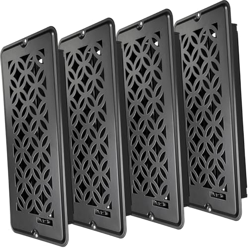 4x10 Vent Covers for Home foor, Floor Vent Cover, Air Vents, All Steel Heavy Duty Floor Register, Easy Adjustable Air Supply Lever, or Wall Vents (4"x10" Black 4Pack) - color: 4X10 Black 4Pack