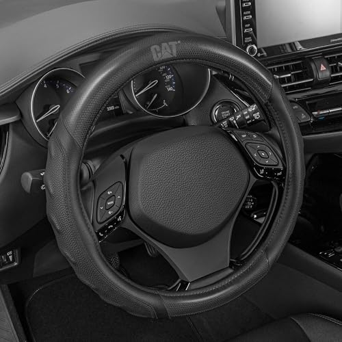Cat® HexSport Black Carbon Fiber Steering Wheel Cover, Durable and Comfortable with Advanced Grip, Car Steering Wheel Cover for Auto Truck Van SUV - Standard 14.5" - 15 Inches - color: Black HexSport, size: Standard (14.5-15")