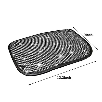BetterJonny Auto Bling Car Armrest Cover, Crystal Rhinestone Auto Center Console Cover Pad Non-Slip Car Arm Rest Cushion Pad Universal Bling Car Accessories for Most Car (13.2 X 9.3 Inch)