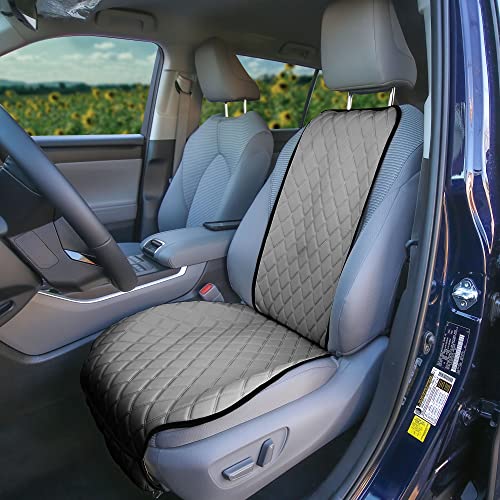 FH Group Car Seat Cushion – Neosupreme Single Front Seat Cover with Front Pockets, Airbag Compatible, Universal Fit Car Seat Cushion for Driver or Passenger Seat, SUV, Truck, Sedan & Van – Gray - color: Gray, style: Front