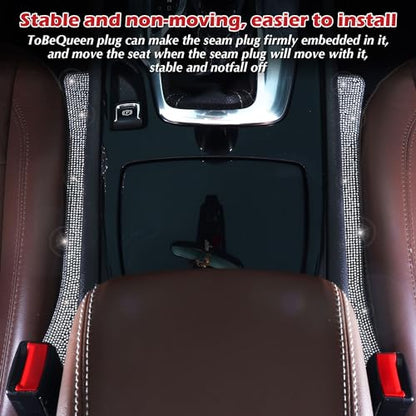 Briwill Bling Car Seat Gap Filler, 2 Pack Universal Fit for Car SUV Truck Handmade Crystal Rhinestone Diamond Car Gap Filler Bling Car Accessories for Women(Silver) - color: B-Silver