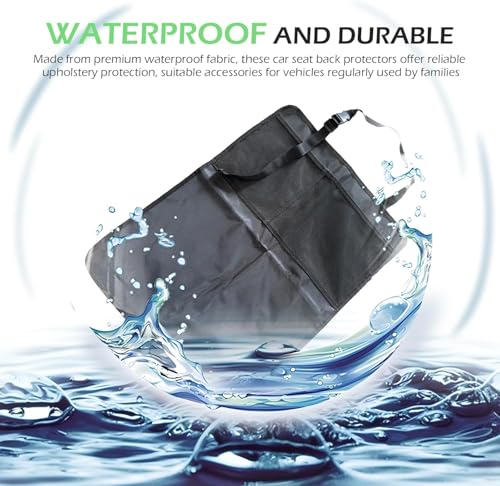 MoNing 2 Pack Car Backseat Protector, Waterproof Seat Back Kick Mats with 2 Mesh Pockets, Adjustable Straps, Easy to Clean Seat Back Covers for Cars, SUVs, Trucks - size: standard size