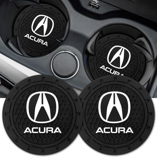 Car Cup Holder Coaster for Acura CDX NSX RDX RLX TLX, 2.76 Inch | Silicone, 2 Pieces, Car Interior Accessories - color: Black-a2