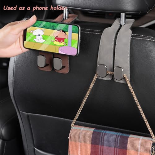Car Hooks for Headrest,2PCS Car Seat Back Storage Hook for Headrest,Car Seat Multifunctional Bag Hook,Car Hooks for Purses,Bags,Handbags (Gray) - color: Gray