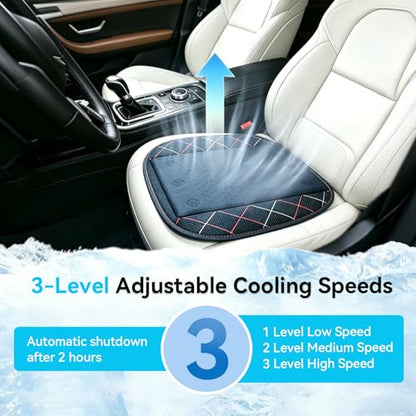 Cooling Car Seat Cover, Black Automotive Air Ventilated Cooling Seat Cover with 3 Adjustable Speeds for Summer Driving, Comfortable Cooling Car Seat Cushion for Car SUV Truck Van, Home & Office Chair
