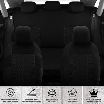 17 Car Seat Cover Full Set for Women,Universal Car Seat Cover,Plush Steering Wheel Cover,Fluffy Soft Wool Handbrake Gear,Suspension Accessories Full SUV((Patterned Black - color: Patterned Black