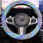 Universal 15inch Ethnic Style Baja Blanket Steering Wheel Cover with Coarse Flax Cloth and Sweat Absorption Anti Slip Car Wrap (Boho Blue) - style: Boho Blue