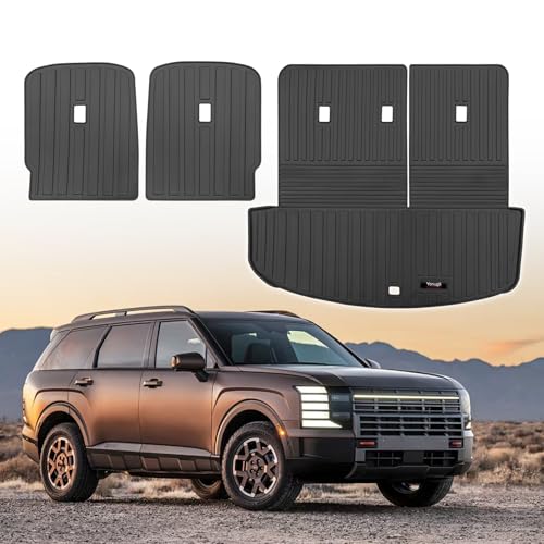 Custom for 2026 Hyundai Palisade Cargo Mats Trunk Liner with 2nd and 3rd Rear Seat Backrest Mats All Weather TPE Protection Mat Accessories (for 2026 Hyundai Palisade) - color: for 2026 Hyundai Palisade
