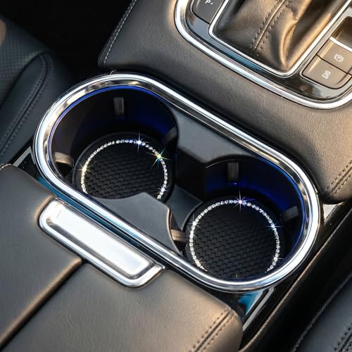 Car Cup Holder Coasters, Bling Cup Holder Insert Coaster Car Interior Accessories-2.75 inch Silicone Anti Slip Car Coaster-Universal (Pack of 2) DBlosp - color: Black