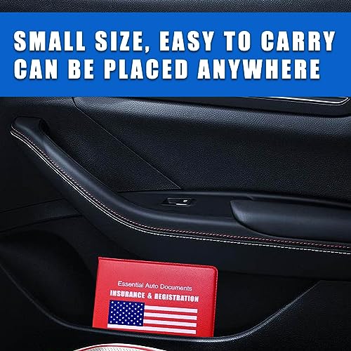 Ziciner Car Registration Insurance Holder, 2Pack Essential Auto Card Document Glove Box Organizer with Velcro Closure, Universal Car Accessories Perfect for Men & Women (Red/Blue Flag) - color: Red/Blue Flag