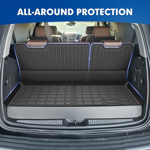 Mixsuper Cargo Liner for Chevy Tahoe 2015-2020, Cargo Mat Backrest Mat for Tahoe, All Weather Trunk Mat Backrest Mat TPE Back Seat Cover Protector for Tahoe Accessories - size: 15-20 |Tahoe| Cargo & Backrest Mat