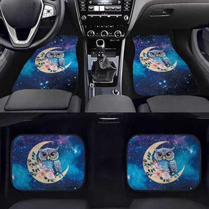 Moon Owl Blue Galaxy Automotive Floor Mats Front and Rear Car Mat Carpet Set 4 Pcs Fit for SUV,Vans,sedans,Trucks - color: Moon Owl Blue Galaxy