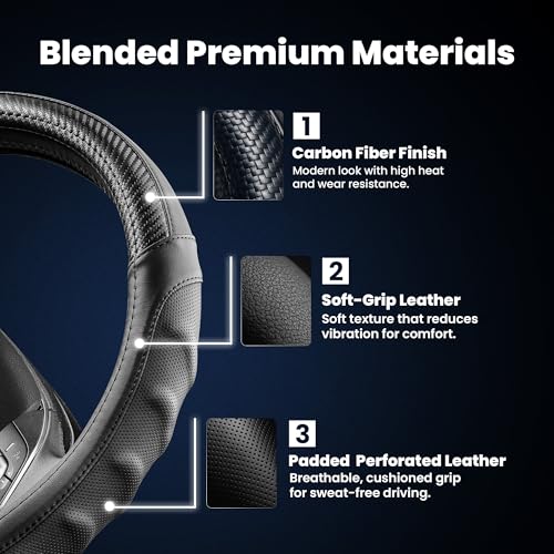 18 Inch Semi Truck Steering Wheel Cover for Freightliner Cascadia, Kenworth T680 T880, Peterbilt 579 & Volvo VNL – Heavy Duty Anti-Slip Leather Grip for Big Rig Class 8 Trucks – Black - color: Royal Black