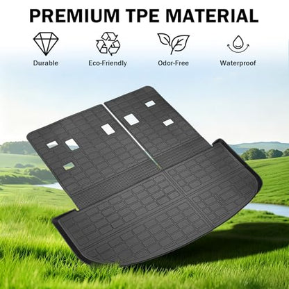 Trunk Mat & Backrest Mat & 2nd Row Seat Back Cover for Kia Telluride 2020-2026, All Weather TPE Cargo Liner Rear Cargo Protector for Telluride Accessories, Not Fit 2027 Redesigned Model - size: for Kia Telluride 2020-2026